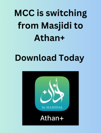 MCC is switching from Masjidi to Athan+! Download Today (1080 × 720 px)