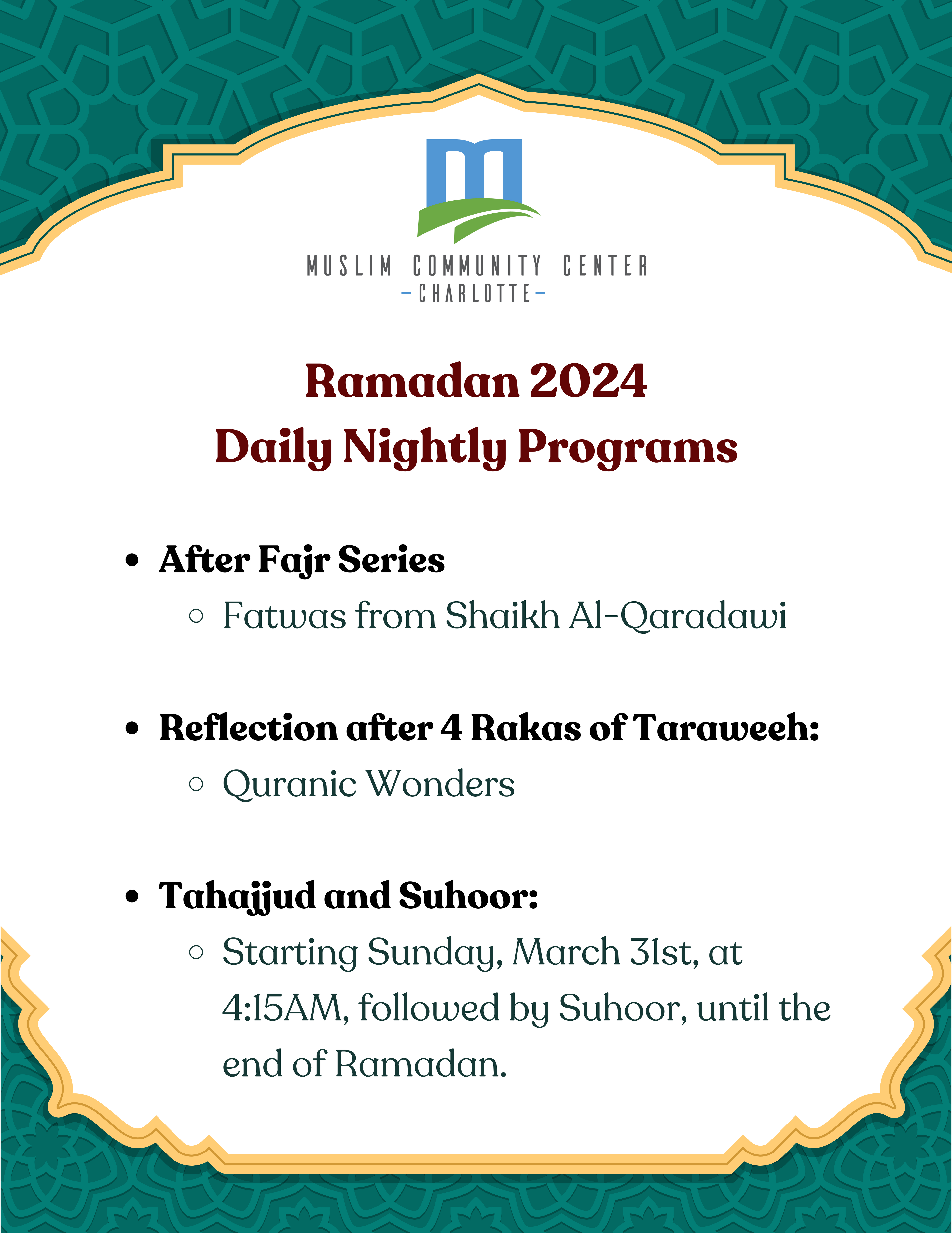 Ramadan Nightly Programs